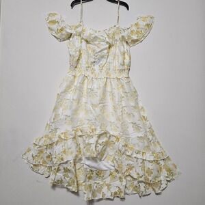 Layered‎ With Love Women's Dress Plus Size 3X Yellow Off-Shoulder Ruffle Hi-Low